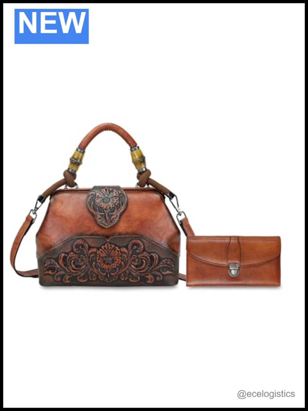 Large Satchel Handbag with Removable Strap and Women's Leather Wallet Set